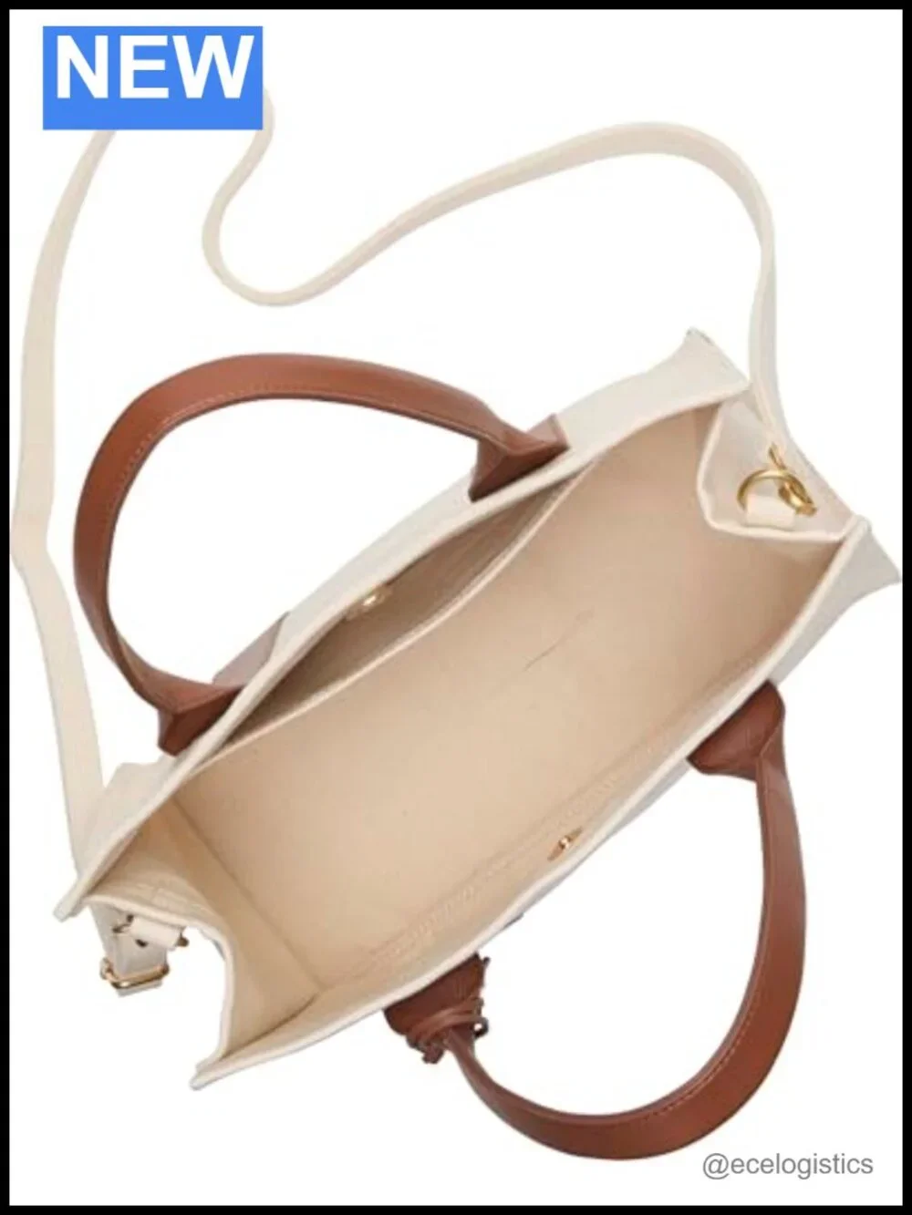 Cotton Tote Handbag Magnetic Closure Crossbody Strap Everyday Bag